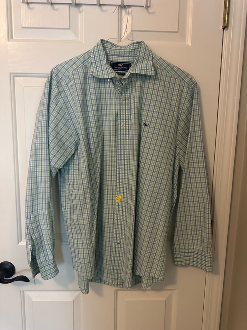 Vineyard Vines Men’s Light Green & Blue Plaid Button-Down Shirt